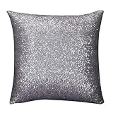 cieken 17.717 " Glitter Sequinsスロー枕ケースカフェパーティーベッドホームインテリアクッションカバー 17.7*17" グレー pp