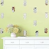 VancyTop Cute Silver Pineapple Mirror Effect Wall Stickers Home Kitchen Kids' Room Nursery Decoratio