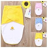 makaor新生児乳児ベビー幼児用おくるみラップソフトSleeping Blanket Wrap Sleepingバッグ wide:72cm x height:52cm イエロー