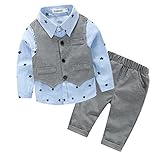 Emfay ベビー服 男の子 子供スーツ ブラウス ベスト 3点セット 赤ちゃん 幼児 出産祝い 撮影 90cm