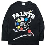 《春夏対応》 CHEEK ROOM(チイクルーム)  製品洗い加工済み42/2天竺パレット長袖Tシャツ 90cm/BK NO.B-470202