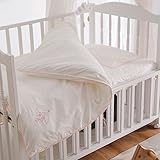 LOWYA （ロウヤ） ベビー寝具 6点セット 日本製 京都西川 肌に優しい綿100％カバー 高い弾力性・吸収性 かわいい刺繍＆ポンポン付き カバー丸洗い可能 ピンク おしゃれ