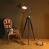 AMOS ソリッドウッドフロアランプ産業用リフトランプLEDボウル型ロッカー垂直ライト ( 色 : ブラック )