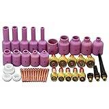 TIG Long Gas Lens TIG Back Cap Collet Body Kit Fit TIG Welding Torch SR WP17 18 26 43pcs [並行輸入品]