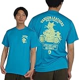 バンソン トムとジェリーコラボ バイカーズトムジェリ プリント ドライ 半袖Tシャツ メンズ VANSON Tom and Jerry tjv-2521 (JP, アルファベット, XL, ターコイズ)