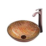VIGO Blazing Fire Glass Vessel Bathroom Sink and Otis Vessel Faucet with Pop Up, Oil Rubbed Bronze [
