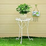 Plant shelf アイロンフラワーポットラック、1段プラントディスプレイスタンド盆栽ホルダーホームガーデンパティオインテリア折りたたみ棚はホワイトを保持 Flower racks ( 色 : 白