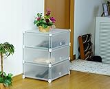 シューズラック扉付 3段 幅46.5cm 半透明 ラック フラップ扉