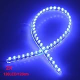 ライト，SODIAL(R)2ｘ120 LED車のストリップアンダーライトネオン足元柔軟な防水リニア - 青