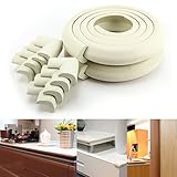 ケガ防止対策 コーナーガード コーナークッション (コーナークッション4M、コーナーガードx8、両面テープ) ホワイト 超弾力 家具保護/ケガ防止/ベビー保護