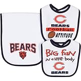 NFL Chicago Bears 2 Dribbler Bibs & 1 Burp Clothセット、1サイズ、ホワイト