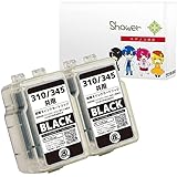 Shower 詰め替えインク キヤノン用 BC-310/345共通 (PGBK/ブラック) 【最優良顔料】2本セット 互換インク QR/WEB説明あり 【Green Shower製】は国内梱包検品を実施【安心一年パック】 BC-310 BC-345