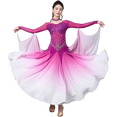 社交ダンスドレス　スカラップ裾広　裾フリルデザインモダン、ワルツダンスドレス 社交ダンスドレス スカラップ裾広 裾フリルデザインモダン、ワルツ