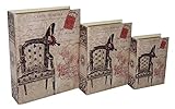 3個入り装飾フェイクBookネストストレージボックスセットSecret Hollow木製ビニール安全 13 by 9-Inch FP-3671-3