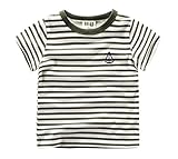 (美来Kids) こども服 男の子 キッズ 半袖 Ｔシャツ ボーダー マリン カジュアル 普段着 ベビー (100, カーキ)