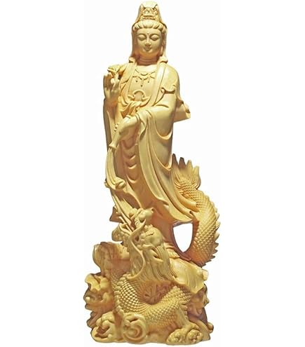 Amazon｜観音 観音像 龍鳳観音 仏像 観世音像菩薩龍鳳呈祥 木彫り 置物