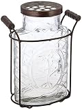 Creative Co-Op Glass Vase with Metal Flower Lid, Large by Creative Co-op [並行輸入品]
