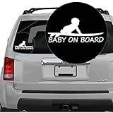 少年がサーフボードに乗っているBaby on Boardステッカー6インチ X 2.6インチ (幅 X 高さ) #304 6" X 2.6" (Width X Height) ホワイト 304Whit
