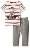 Petit Lem Baby Boys' 2 Piece Set Short Sleeve Top and Pant a Red Stripe 6 Months [並行輸入品]
