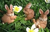 かわいい 茶色の ミニ うさぎ ガーデンオーナメント 3匹セット