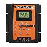 Qiilu 高品質 12V/24V 30A50A MPPT ソーラー充電コントローラ ソーラーパネルバッテリレギュレータ デュアルUSB LCDディスプレイ (50A)