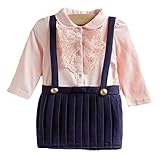 (ポルトプエルト) Porto Puerto フリル付 ワンピース ベビー 女の子 73㎝ 80㎝ 白 桃色 春服 スカート (80㎝, ピンク)