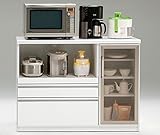 【開梱設置付き】日本製 幅120cm キッチンカウンター 完成品 (ホワイト)