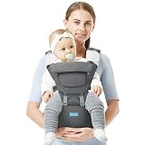 srotekベビーキャリア、ベビーヒップシートキャリアバックパック、人間工学安全の換気性のベビーキャリア、4セーフPositions幼児と幼児のため グレー 43186-356325