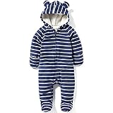 オールドネイビー OLD NAVY 男女兼用紺x白ボーダー立体耳フード付き防寒フリースカバーオール