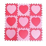 Kesoto ベビージム プレイマット　ジョイントマット　子供遊びマット　パズル遊びマット　フロアパズル　9枚組 　全5種類 - 愛ピンク赤