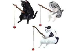 AAGWW 釣り日和 カプセルトイ 子猫釣り置物 水槽造景 レジャー猫 釣り猫 懸垂装飾品 ガチャガチャ玩具（猫の釣り3点セット）