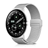 [MosFoil] Google Pixel Watch 4/3 45mm 交換バンド ミラネーゼ 金属ベルト ステンレス製 ピクセルウォッチ4 45mm バンド 磁気バックル付き マグネット式 google pixel watch 4/3 45MM 用 交換ベルト（シルバー）