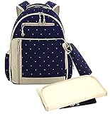 Baby Travel Backpack Diaper Bag with Insulated Zippered Bottle Bag 3 Pieces Set (Navy Dot) by Sleepi