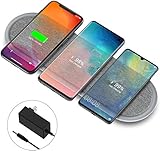 Lecone ワイヤレス充電器 Qi 認証 スマホ3台同時qi充電 急速充電 置くだけ充電 5台同時充電可能 ２つのUSB-Aポート付き 多