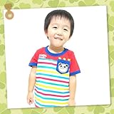 (パンダマニア)PANDA MANIA ボーダー切り替え ポケット付き 半そでTシャツ 100cm ポケットネイビー