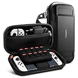 Spigen Switch Oled ケース 小物収納可能 ポーチ ポケット付き カード10枚収納 キズ防止 画面保護 耐衝撃 衝撃吸収 スリム マイクロファイバー 【Switch/ Switch有機elモデル対応】ラギッド・アーマー プロ AFA04021 (ブラック)