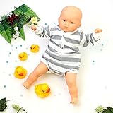 プチシュクレ(petitsucre) 日本製 長袖ボディ(グレーボーダー) (ロンパース) 70～80cm