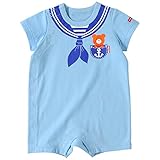 ミキハウス ホットビスケッツ(MIKIHOUSE HOT BISCUITS) セーラーカラープリント・ショートオール (70cm・80cm) 70cm ブルー