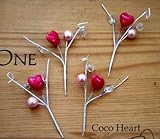 ~Coco Heart~ラブリーハートピック　ピンク　４本セット   (リース・プリザ・ドライフラワー）