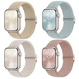 【4枚入り】Suitisbest コンパチブル アップルウォッチ バンド 編み込み 42mm 41mm 40mm 38mm Apple Watch ナイロンバンド 伸縮性 ゴム アップルウォッチ スポーツバンド Series 10 9 8 7 6 5 4 3 2 1 SEに対応 長さ無段階調整 柔軟 通気 防汗