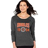 MLB Baltimore Oriolesレディースクルーネックスウェットシャツ、M、ブラック