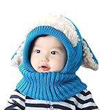 ICASSO赤ちゃん ベビー キッズ 子供用の可愛いウサギちゃん風 ニット帽子 選べる5色 可愛い防寒用のニット帽 (ブルー)