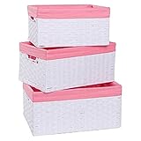 Redmon 3-Piece Basket Storage Set, White/Pink by Redmon