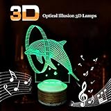 Creative 3D Night Light With Bluetooth Speaker, BOOMER VIVI Music Led Controller 3D Crystal Table La