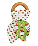 Christmas - Natural Organic Maple Wooden Teething Ring Toy - Bunny Ears Teether - 100% Christmas Cot
