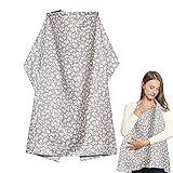 授乳ケープ ボーダー エプロン型 マタニティ 出産祝い フリーサイズ グレー＆ホワイト