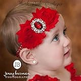 ☆ツインシャビーローズとラインストーンのヘアバンド☆レッド