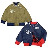 (ネイビー/95cm)ベビー服 男の子 アウター フルジップ ジャケット moujonjon ムージョンジョン ポリピーチツイル 裏フリース チェック柄 刺繍 ロゴプリント 男児 ベビー