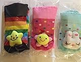 Cutekids style 3足セット ベビー 赤ちゃん 靴下 ソックス キャラクター (靴下濃ピンク・花, 靴下水色・ウサギ,靴下レインボー・星)
