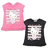 (ブラック/90cm) ベビー服 女の子 Tシャツ 半袖 HELLO KITTY ハローキティ フリル キャラプリント 女児 ベビー